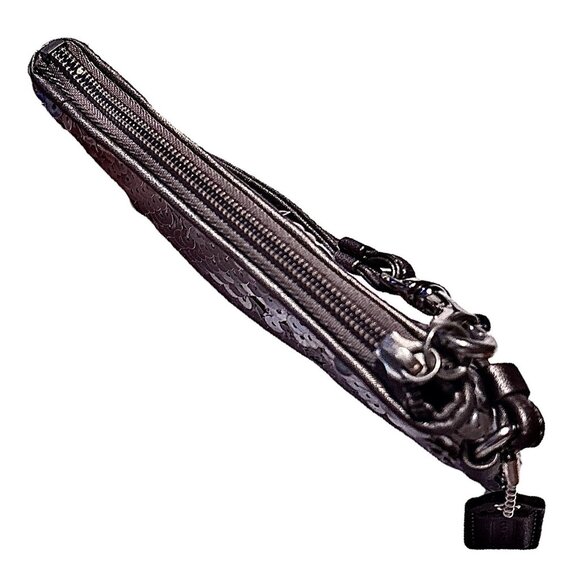 COACH Y2K Metallic Sequin Mini Wristlet Light Mocha Zip Evening Travel Glam Chic - Picture 7 of 11